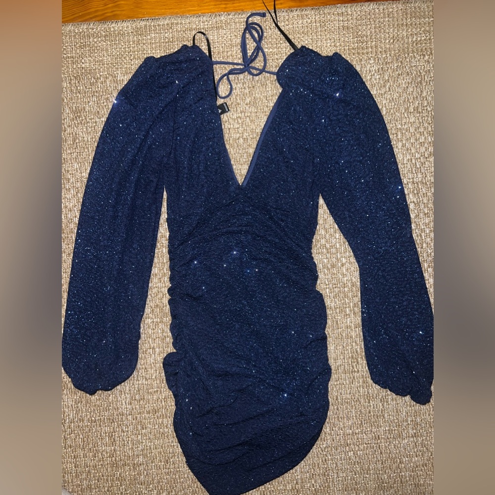 Windsor Blue Sparkle Long Sleeve Mini Dress Size Medium